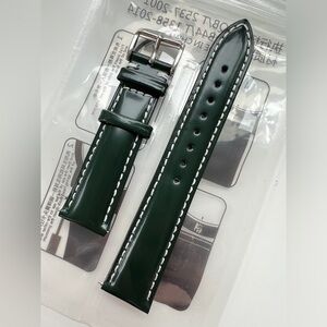 Genuine leather watch strap band dark green 20mm